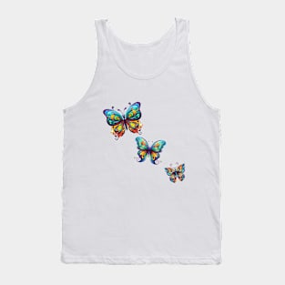 Three Magical Rainbow Colored Butterflies Tank Top